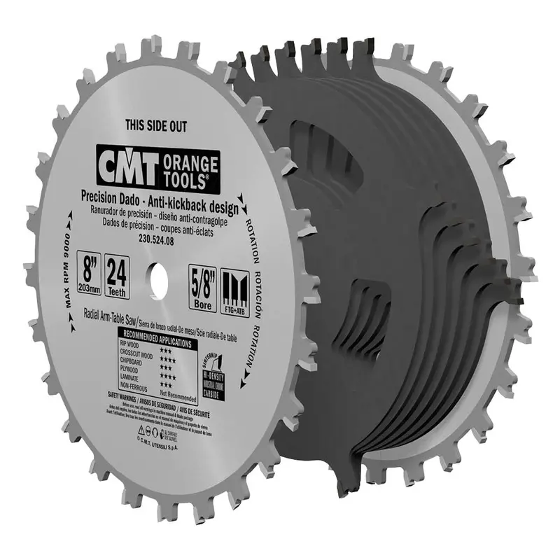 Cmt Orange 6" Precision Dado Blade Set – 20T Ftg + Atb Combo, 0.125" Kerf 1