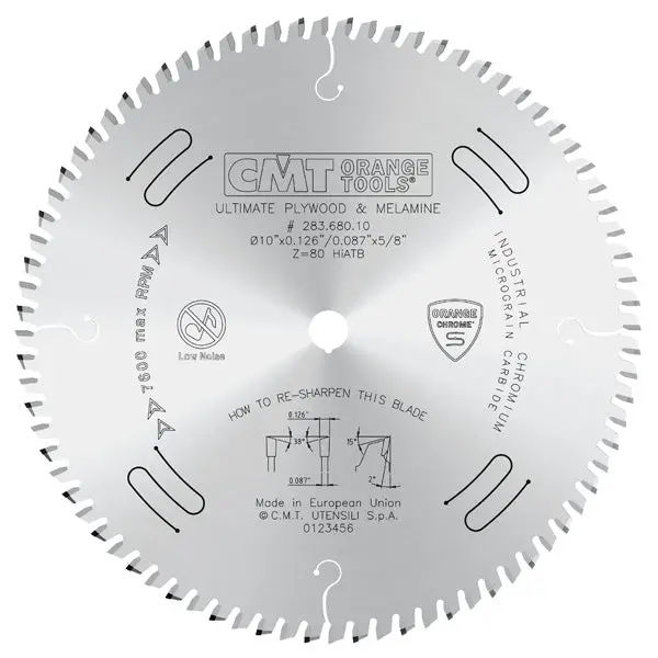 Cmt Orange Chrome 10" Full-Kerf Crosscut Blade – 80T Hiatb Grind, 0.126" Kerf 1