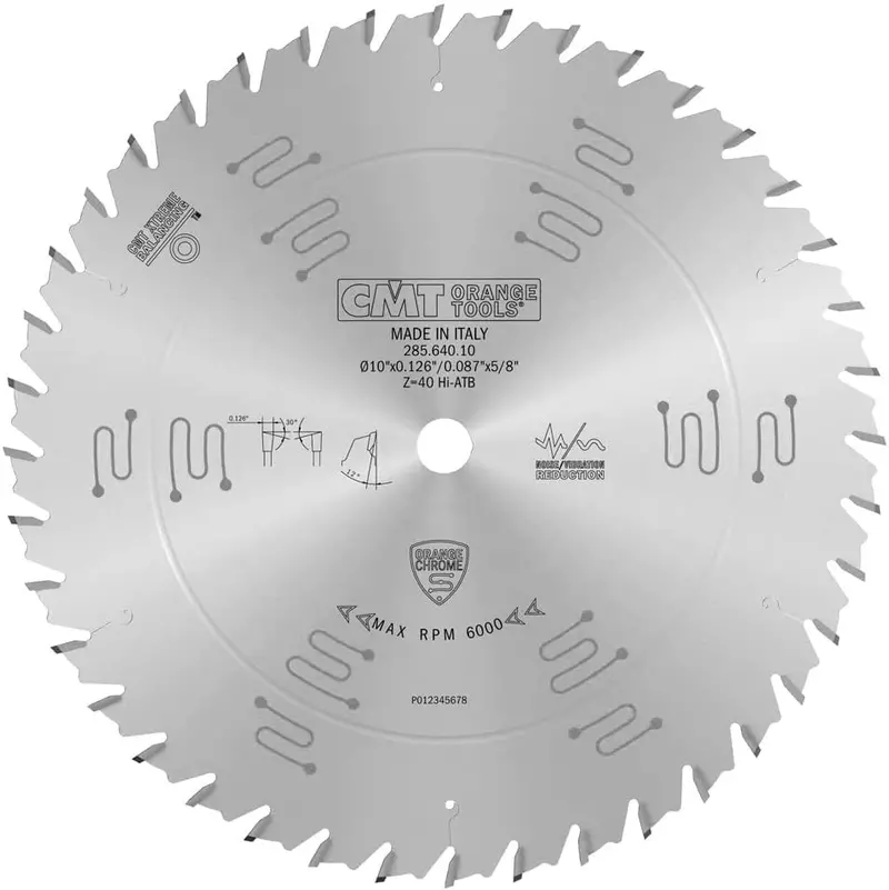 Cmt Orange Chrome 10" General-Purpose Combination Blade – 40T Hiatb, 0.126" Kerf 1