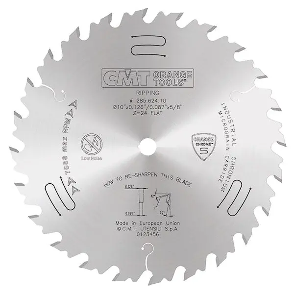 Cmt Orange Chrome 10" Rip Saw Blade – 24T Flat Top Grind (Ftg), 0.126" Kerf 1