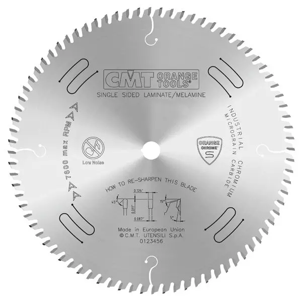 Cmt Orange Chrome 12" Single-Sided Laminate/Melamine Crosscut Blade — 96-Tooth Tcg 1
