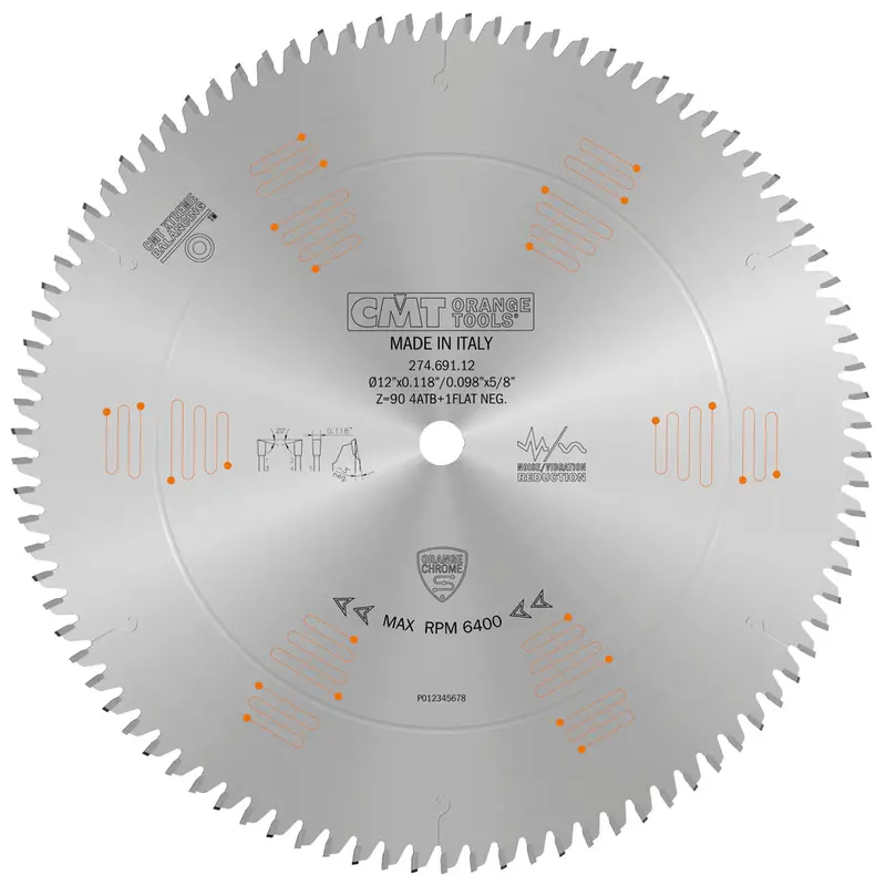 Cmt Orange Chrome Carbide Crosscut Blade – 90-Tooth Super-Fine Finish For Sliding Miter Saws 1
