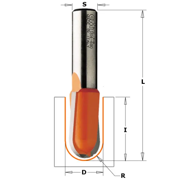 Cmt Round Nose Router Bit – Two-Flute Carbide-Tipped Profiling Bit 1