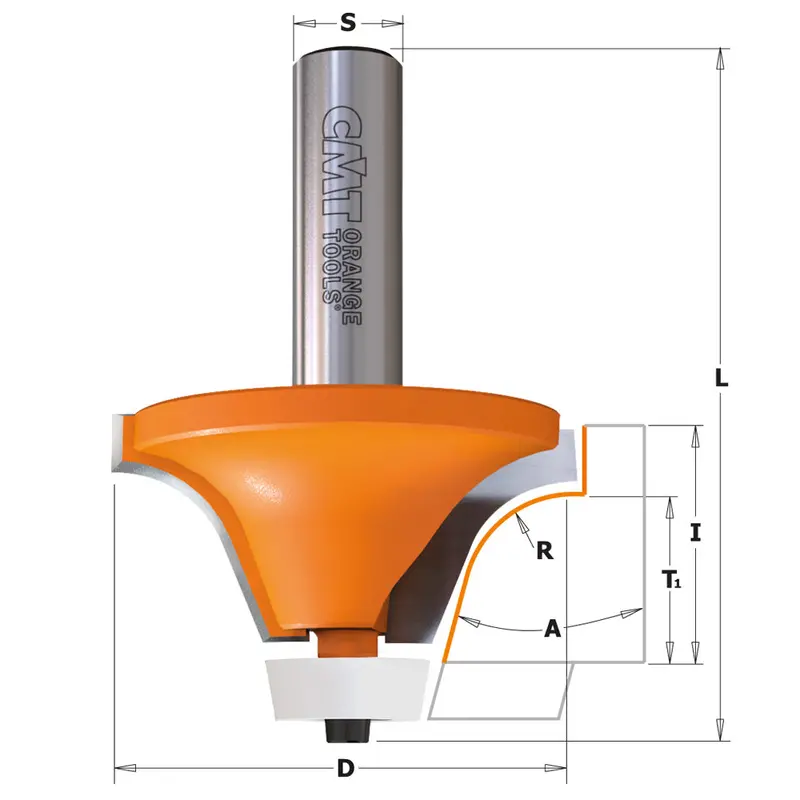 Cmt Rounding-Over Bowl Router Bit With Carbide Tips And Delrin Bearing 1