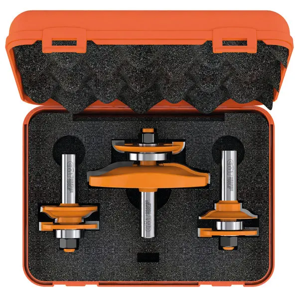 Cmt Three-Piece Raised Panel Router Bit Set With Backcutter – Carbide Tipped 1