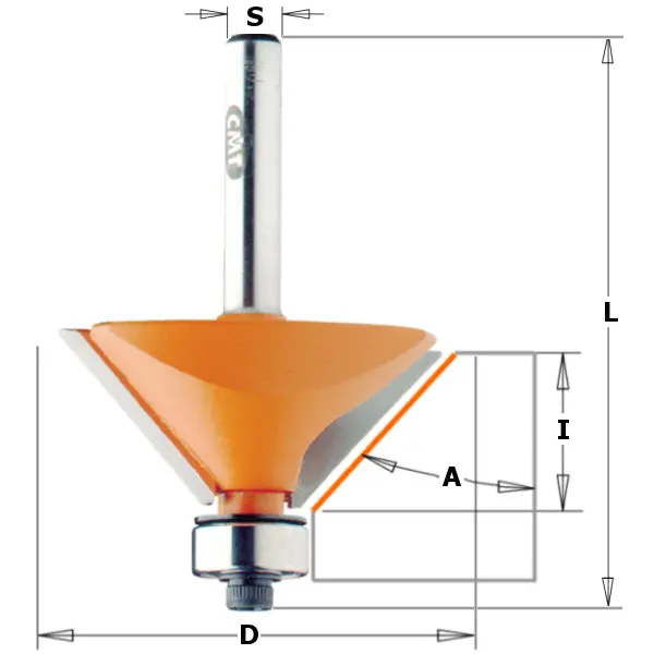 Cmt Two-Flute Carbide Chamfer Router Bit 1