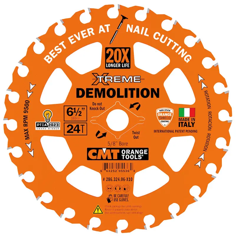Cmt Xtreme Demolition Circular Saw Blade – 24T, Nail-Cutting, Compatible With Corded & Cordless Saws 1