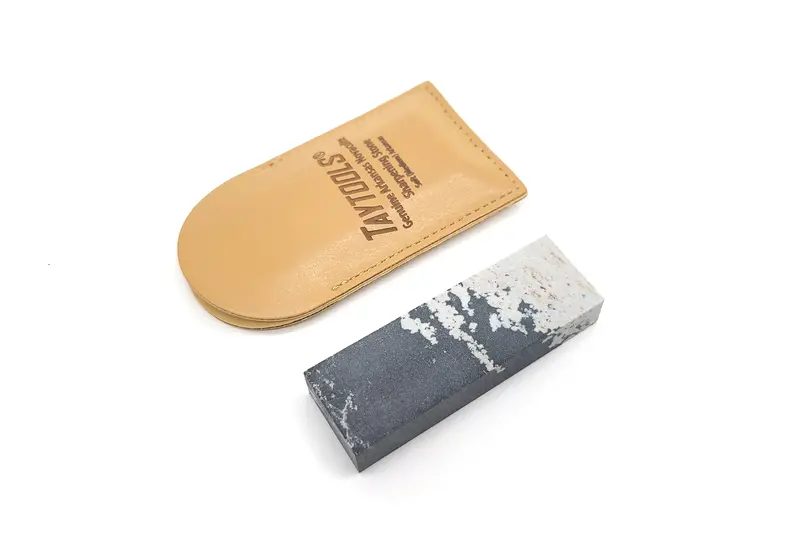 Compact Arkansas Novaculite Sharpening Stone – 3" × 1" × 3/8", Ideal For Pocket Knives, Leather Pouch Included 1