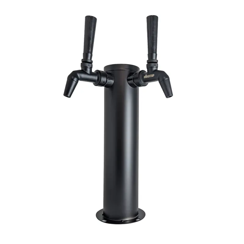 Double-Tap Black Phantom Beer Tower With Stainless Steel Stealth Bomber Nukatap Faucets 1