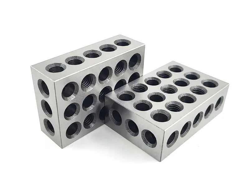 Hardened Steel 1-2-3 Blocks — Matched Pair With Multiple Hole Configurations For Layout & Setup 1