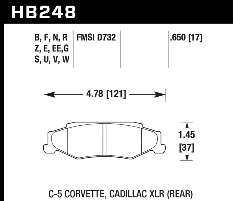 Hawk Performance Hb248R.650 Street Race Brake Pads – 0.650" Thickness For High-Temp Durability 1