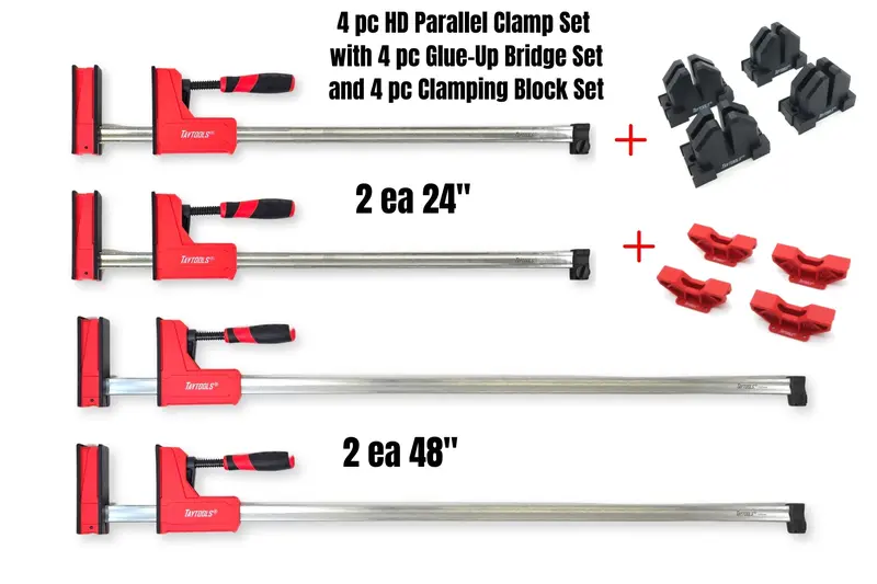 Heavy-Duty 12-Piece Parallel Clamp Kit — Includes 4 Clamps (2×24", 2×48"), Corner Blocks, And Glue-Up Bridge 1