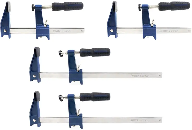 Heavy-Duty F-Style Bar Clamps – 4-Pack (Two 6-Inch + Two 12-Inch, 2.5-Inch Throat) 1