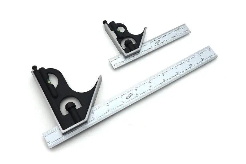 Igaging 2-Piece Combination Square Set — 6" And 12" With 4R Fine Graduations (1/8", 1/16", 1/32", 1/64") 1