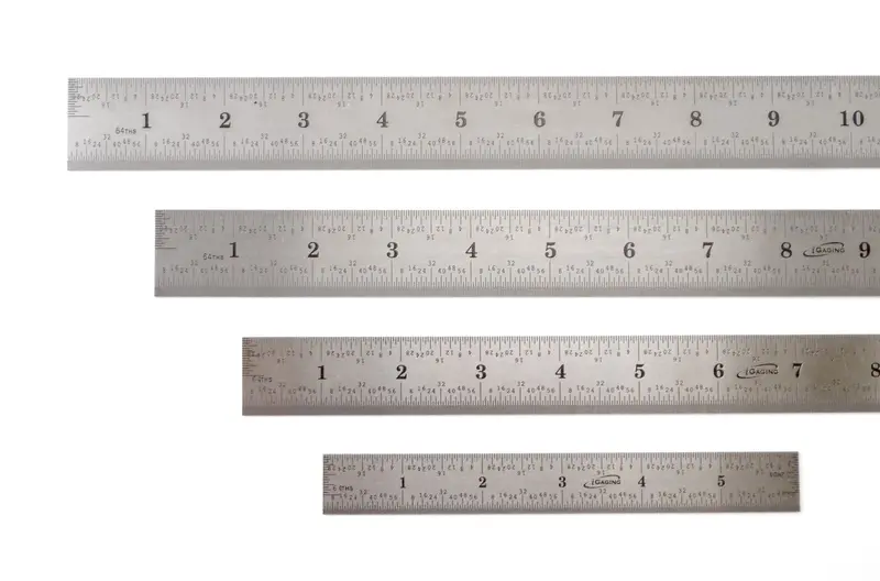 Igaging Rigid Stainless Steel 4R Precision Rulers – Graduated In 1/8", 1/16", 1/32", 1/64" 1
