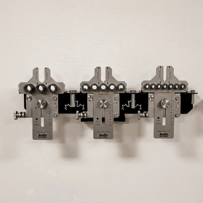 Jessem Stainless Doweling Jig Kit – Includes Three Bit Sizes, Adjustable Angles, And Mounting Bracket 1