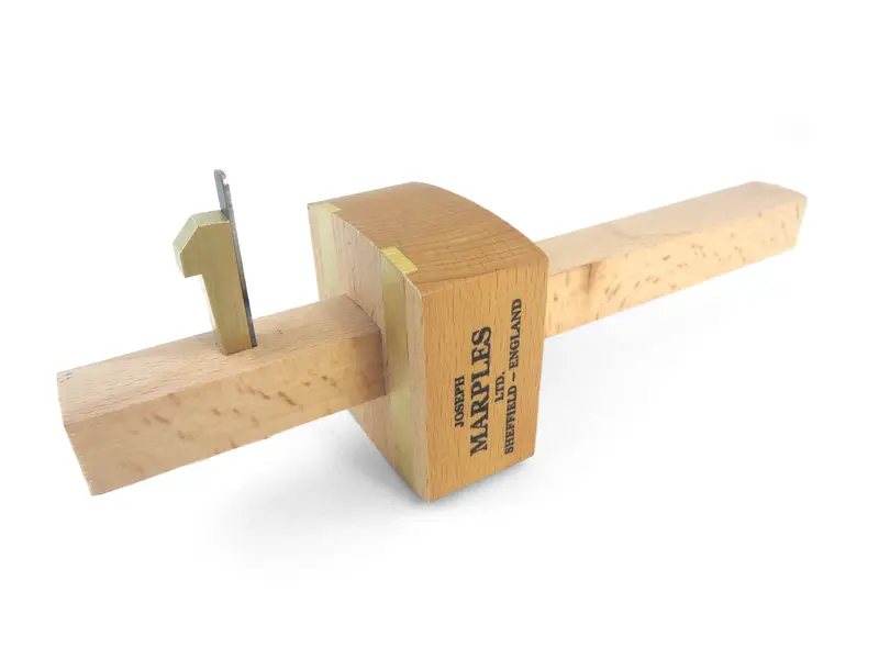 Joseph Marples Cutting Gauge – Beechwood Square Head, Brass Wear Strips 1