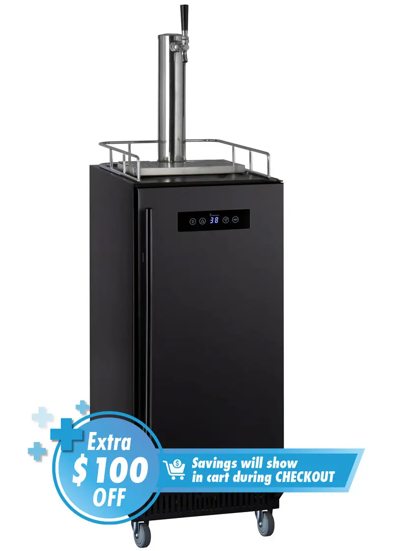 Kegco 15-Inch Carbonated Water Kegerator – Black Single-Tap Commercial Model 1