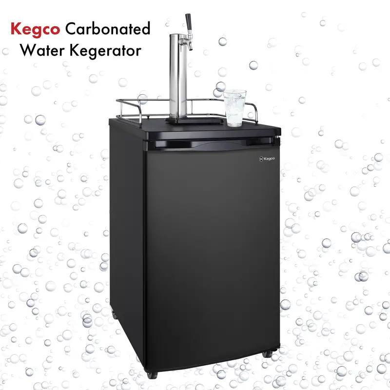 Kegco 20-Inch Single-Tap Carbonated Water Kegerator – Sleek Black Design 1
