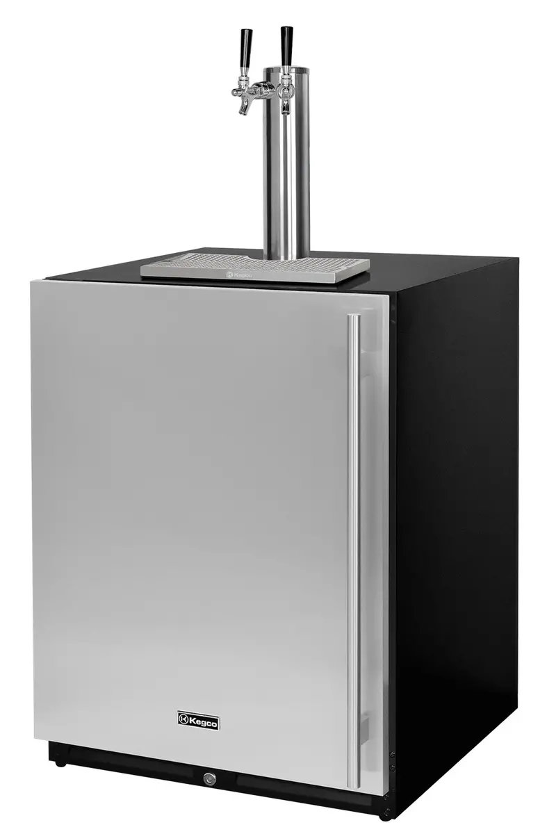Kegco 2026 Ultimate 24-Inch Dual-Tap Stainless Steel Built-In Kegerator With Left-Hinge Door And X-Clusive Kit 1