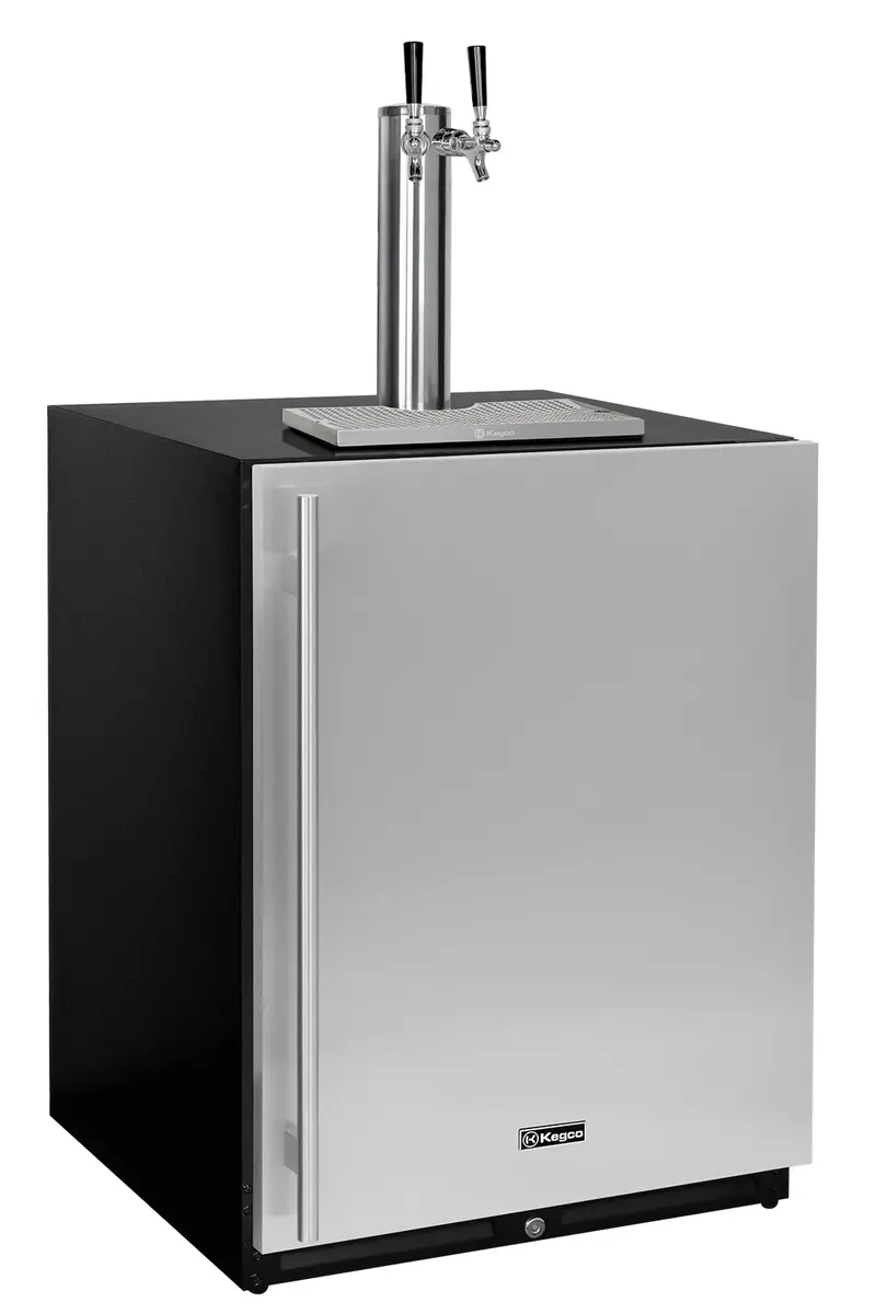 Kegco 2026 Ultimate 24-Inch Dual-Tap Stainless Steel Built-In Kegerator With Right-Hinge Door And X-Clusive Kit 1