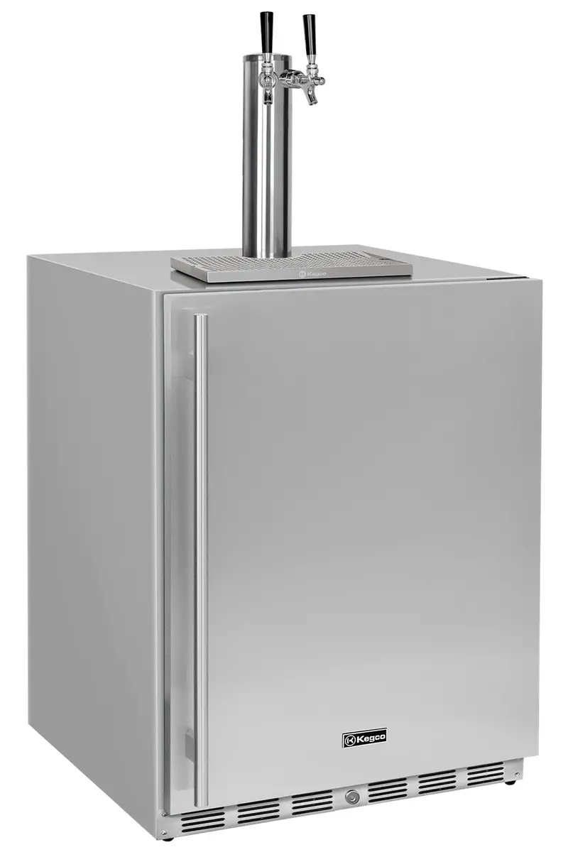 Kegco 2026 Ultimate 24-Inch Outdoor Dual-Tap Stainless Steel Kegerator With Right-Hinge Door And X-Clusive Kit 1