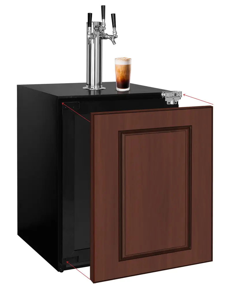 Kegco 24" Panel-Ready Nitro Coffee Kegerator – Triple-Tap, Built-In Right-Hinge Overlay 1