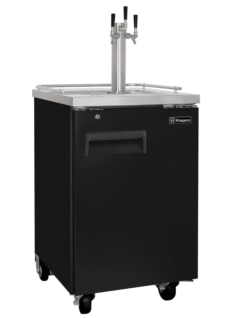 Kegco 24" Triple-Tap Black Commercial Kegerator With Heavy-Duty Construction 1