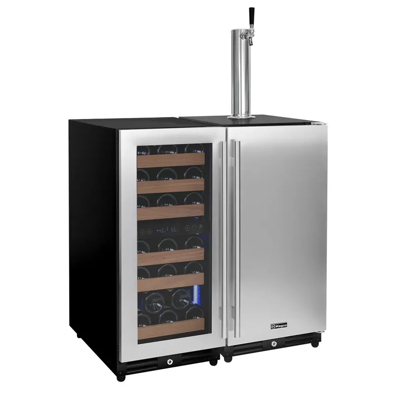 Kegco 30" Dual-Zone Side-By-Side Unit – Wine Refrigerator & Integrated Kegerator 1