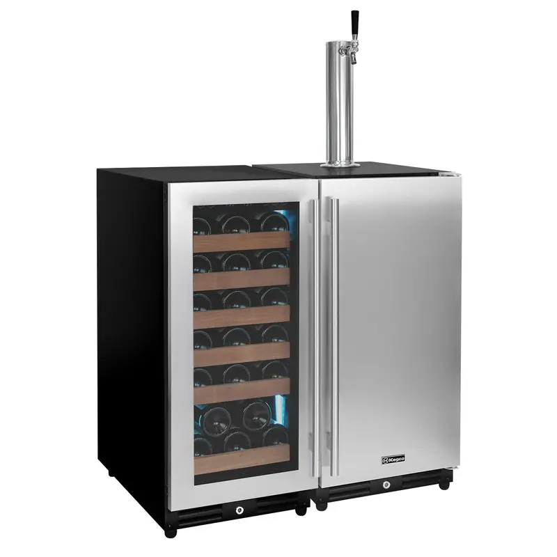 Kegco 30" Side-By-Side Beverage Center – Wine Refrigerator + Single-Tap Kegerator Combo 1