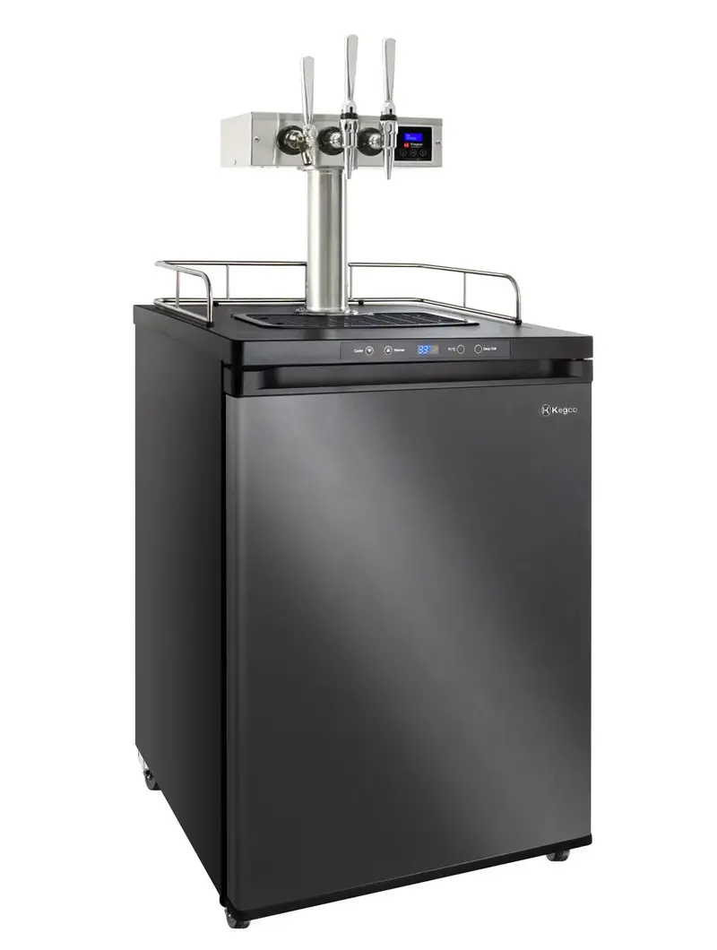 Kegco Hot Draft® 24" Triple-Tap Nitro Dispenser – Black & Stainless Hybrid, Digital Interface 1