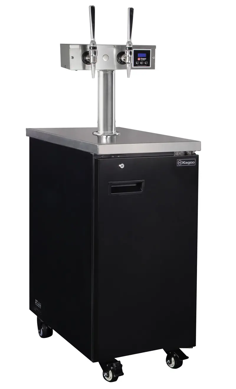 Kegco Hot Draft® Slim 18" Dual-Tap Nitro Dispenser – Black Commercial-Grade Tower 1