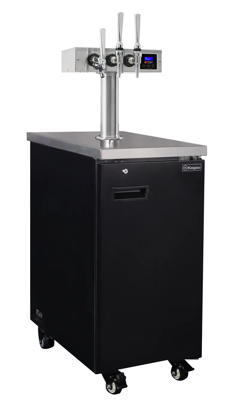 Kegco Hot Draft® Slim 18" Triple-Tap Nitro Dispenser – Compact Black Commercial Unit 1