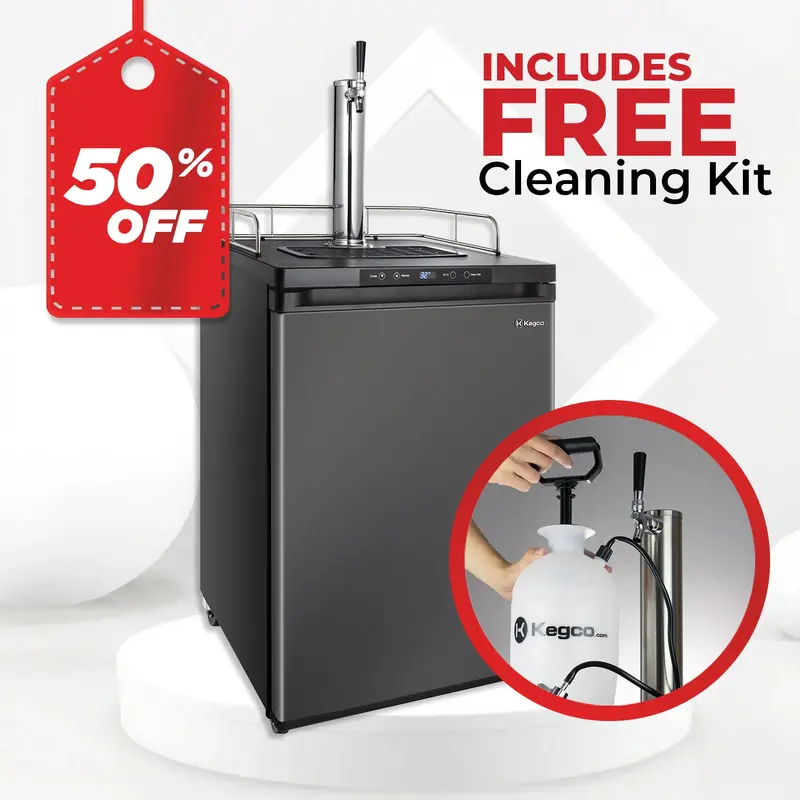 Kegco K309X-1-Promo Digital Black Stainless Kegerator W/ D-System & Cleaning Kit 1