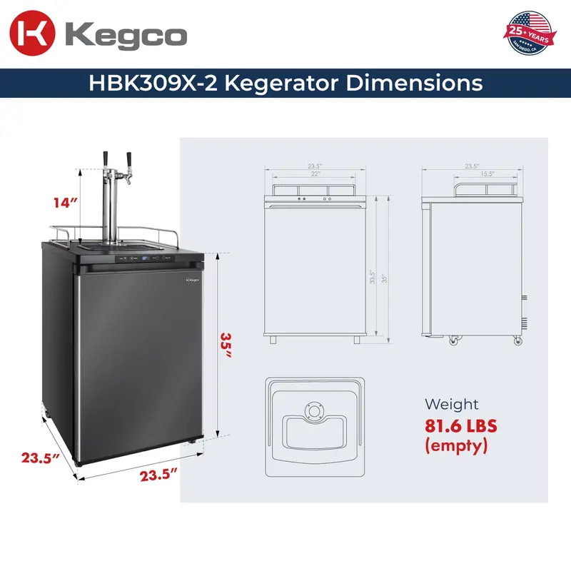 Kegco Two-Tap Digital Home-Brew Kegerator – Black Cabinet With Black Stainless Door And Cleaning Kit 1