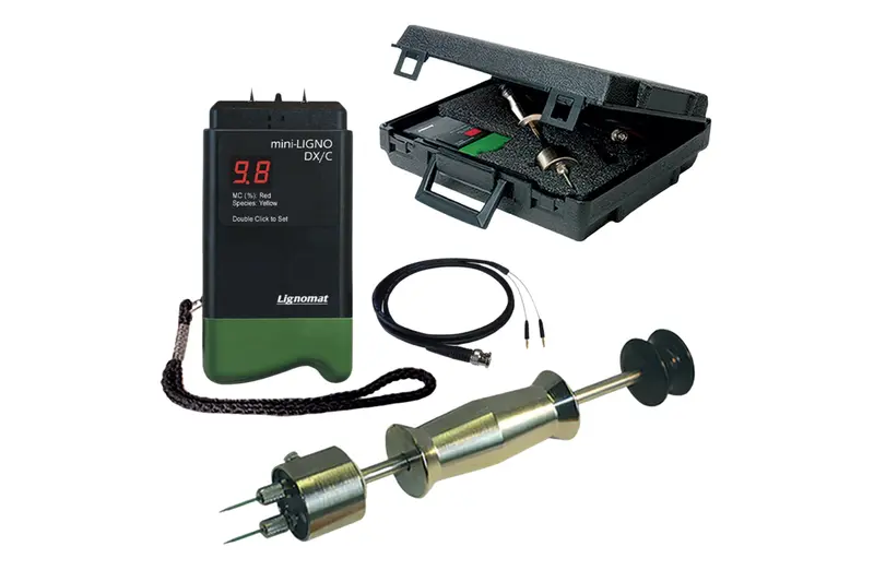 Lignomat Mini-Ligno Dx/C Moisture Meter With E12 Electrode And D2-M Hammer Kit 1