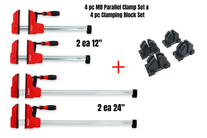 Md Parallel Clamp Set – 8-Piece (4 Clamps: Two 12", Two 24" + Corner Blocks) 1