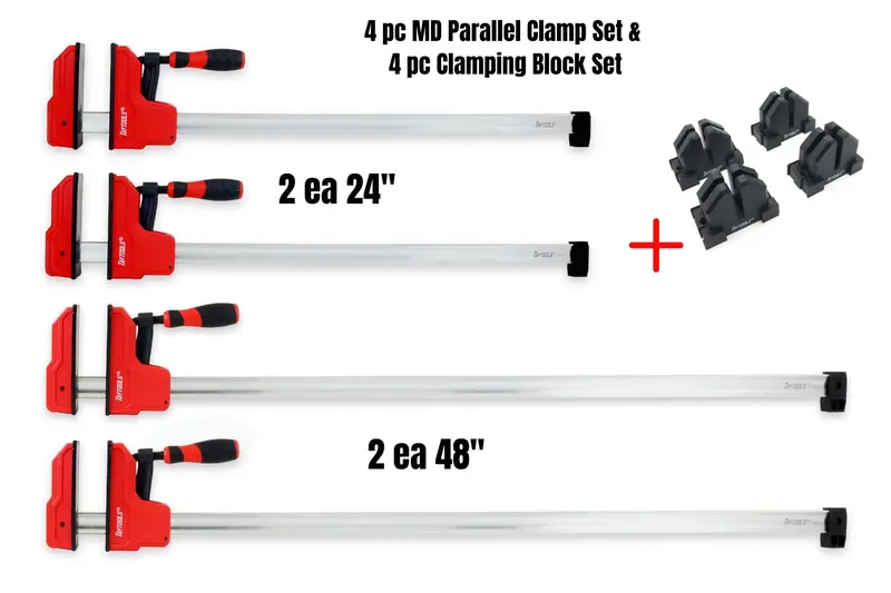 Md Parallel Clamp Set – 8-Piece (4 Clamps: Two 24", Two 48" + Corner Blocks) 1