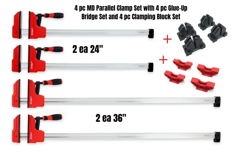 Medium-Duty 12-Piece Parallel Clamp Kit — Includes 4 Clamps (2×24", 2×36"), Corner Blocks, And Glue-Up Bridge 1