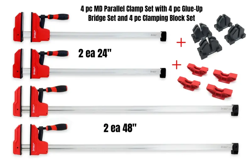 Medium-Duty 12-Piece Parallel Clamp Kit — Includes 4 Clamps (2×24", 2×48"), Corner Blocks, And Glue-Up Bridge 1