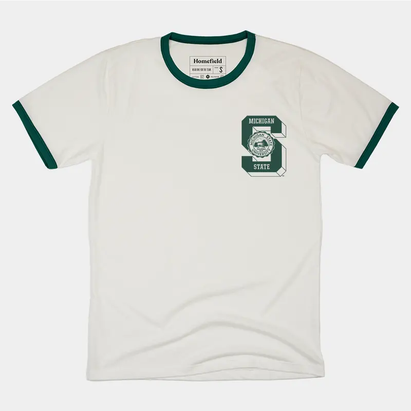 Michigan State Crest Vintage-Style Ringer T-Shirt 1