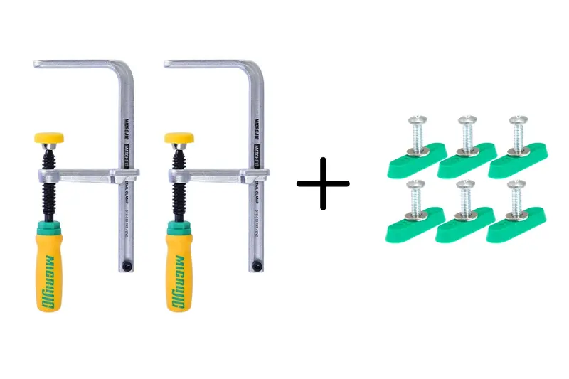 Microjig Matchfit Dovetail Clamp Kit: Dual Dvc-538K2 Clamps + Dv-Hl0.0K6 Female Track Nut Set (6-Pack) 1