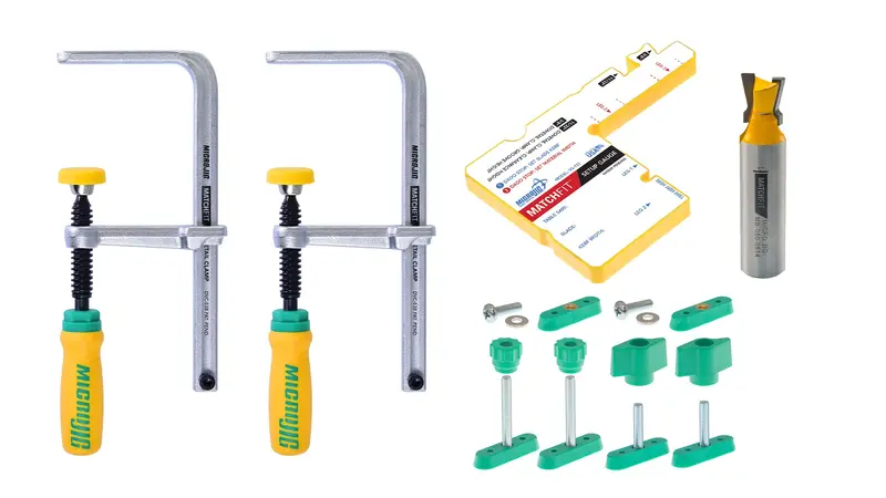 Microjig Matchfit Dovetail Clamp Pro Kit — Includes 1/2" Shank Dovetail Bit 1