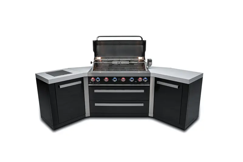 Mont Alpi Mai805-Bss45 – Black Stainless Steel 6-Burner Outdoor Kitchen Grill With Angled 45° Corner Configuration 1