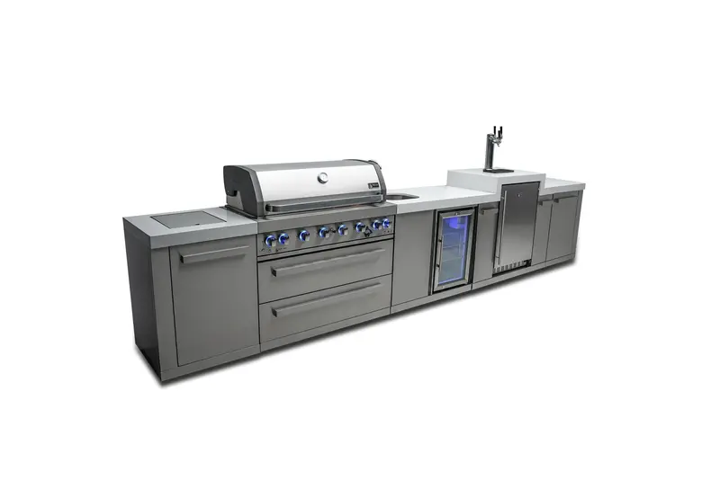 Mont Alpi Mai805-Kegbev – Original 6-Burner Outdoor Kitchen Grill With Dual Beverage & Kegerator Features 1