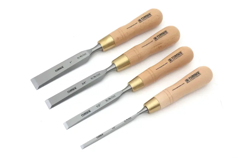 Narex 4-Piece Imperial Bevel Edge Chisel Set – 1/4", 1/2", 3/4", 1" (Model 863091) 1