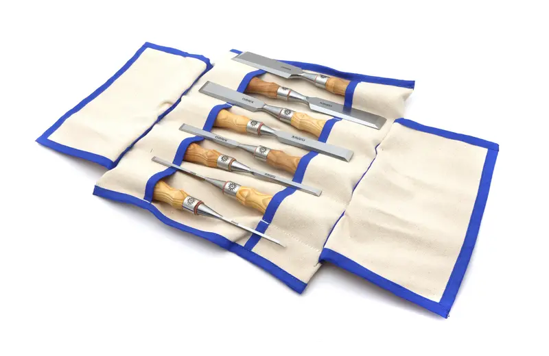 Narex Richter Extra Bevel Edge Chisel Set – 8-Piece In Canvas Roll (1/8"–1-1/2") 1