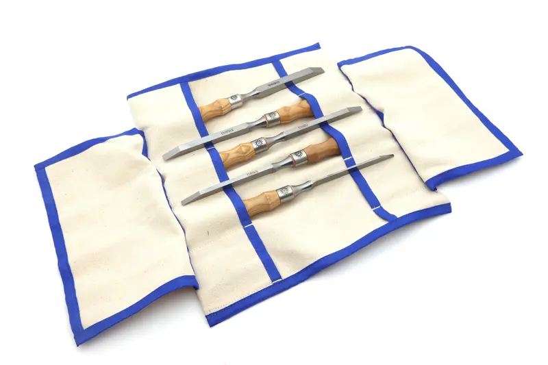 Narex Richter Mortise Chisel Set – 5-Piece With 9-Pocket Tool Roll (1/8", 1/4", 5/16", 3/8", 1/2") 1