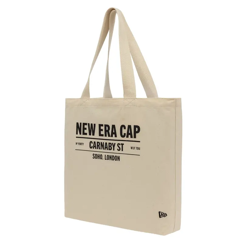 New Era Carnaby Light Beige Canvas Tote Bag With Address Detail 1