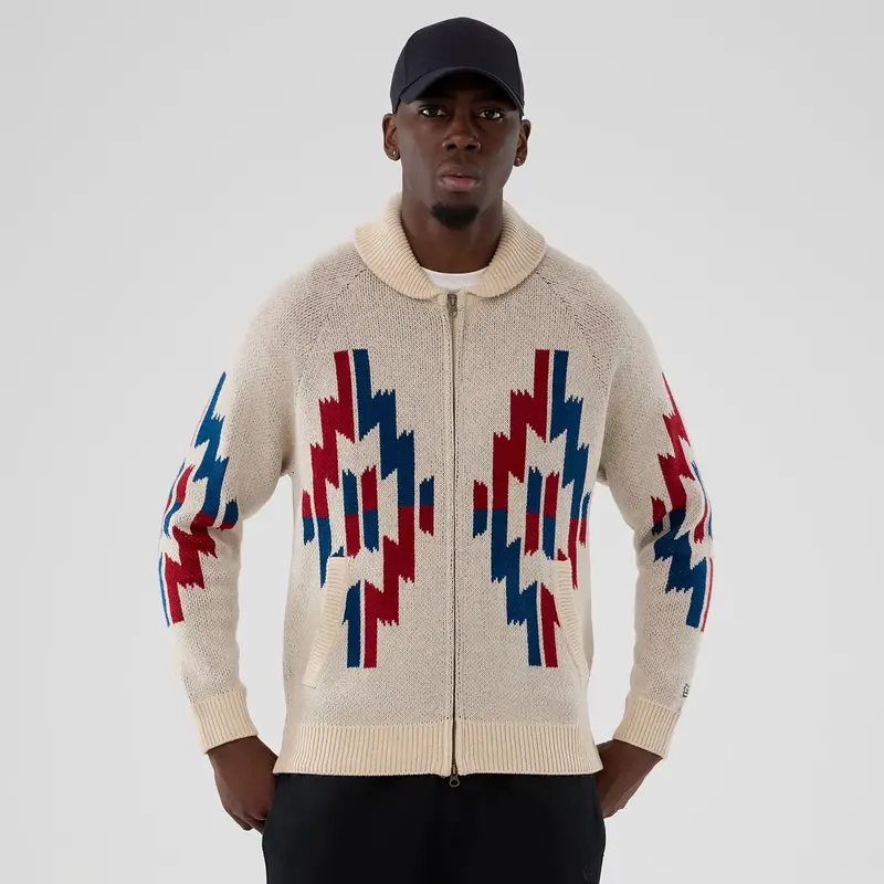 New Era Organic Cowichan-Style Natural Beige Cardigan 1